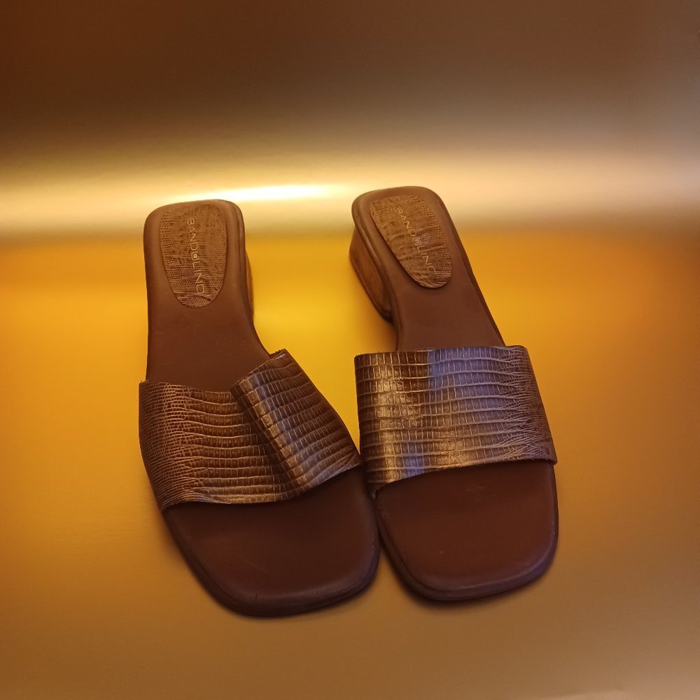 Bandolino Bronze/Copper Leather Sandal  Slides, sz 9